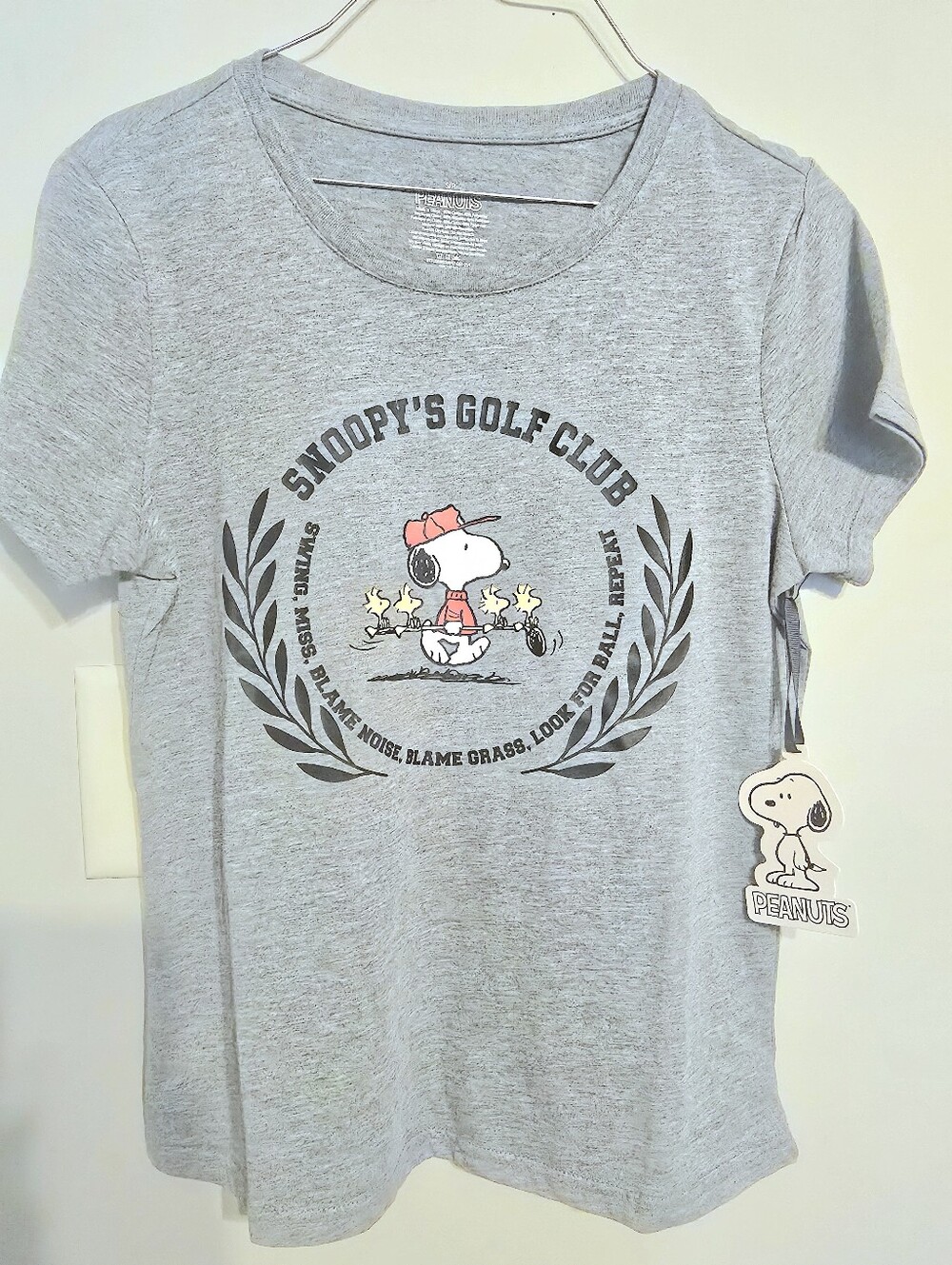 Peanuts Gray Tee with Snoopy & Woodstock Golf Graphic